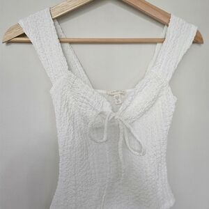 White Textured Sleeveless Top
